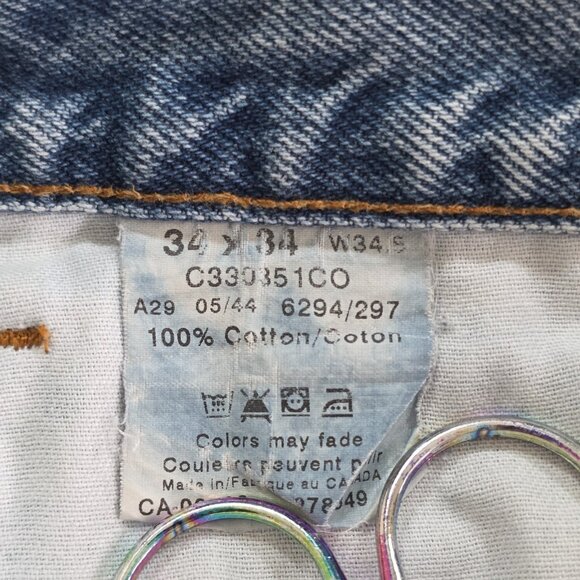 Blue Bay Jeans VTG Mens 34x34 (33) Blue Straight Leg Cotton Western Distressed - Picture 10 of 16